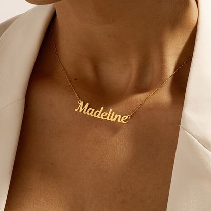 Name Necklace - Custom Engravable Name/Initials/Message, Cursive Font Pendant & Delicate Chain, Elegant Gift for & (Mother's Day, Wedding, Birthday)