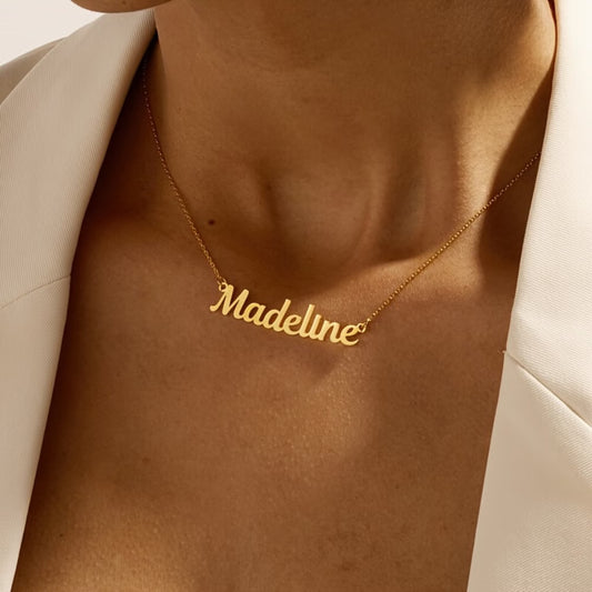 Name Necklace - Custom Engravable Name/Initials/Message, Cursive Font Pendant & Delicate Chain, Elegant Gift for & (Mother's Day, Wedding, Birthday)